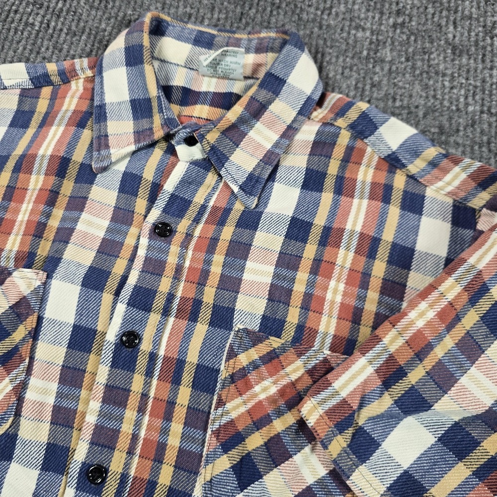 Vintage Prentiss Shirt Mens Large Blue‎ Plaid Flannel Short Sleeve Outdoors USA